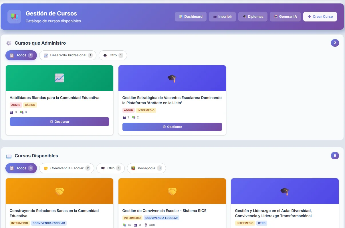 Cursos Online Suite - Plataforma e-learning con catálogo de cursos y gestión de estudiantes